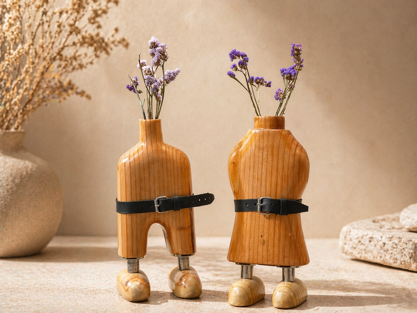 Verona Span Wooden Showpiece in natural polished wood by UDSS Atelier view 2