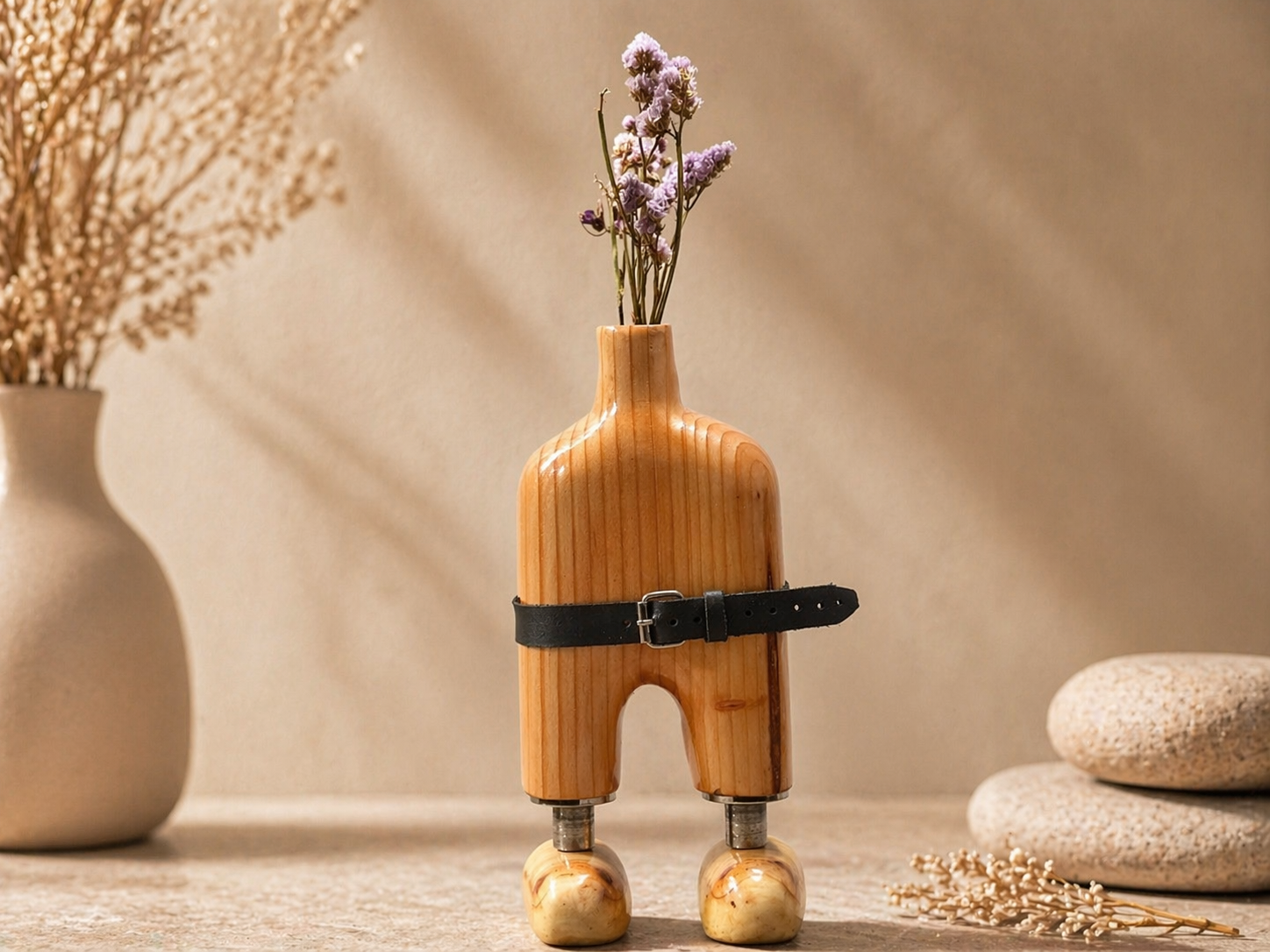 Verona Span Wooden Showpiece in natural polished wood by UDSS Atelier view 3