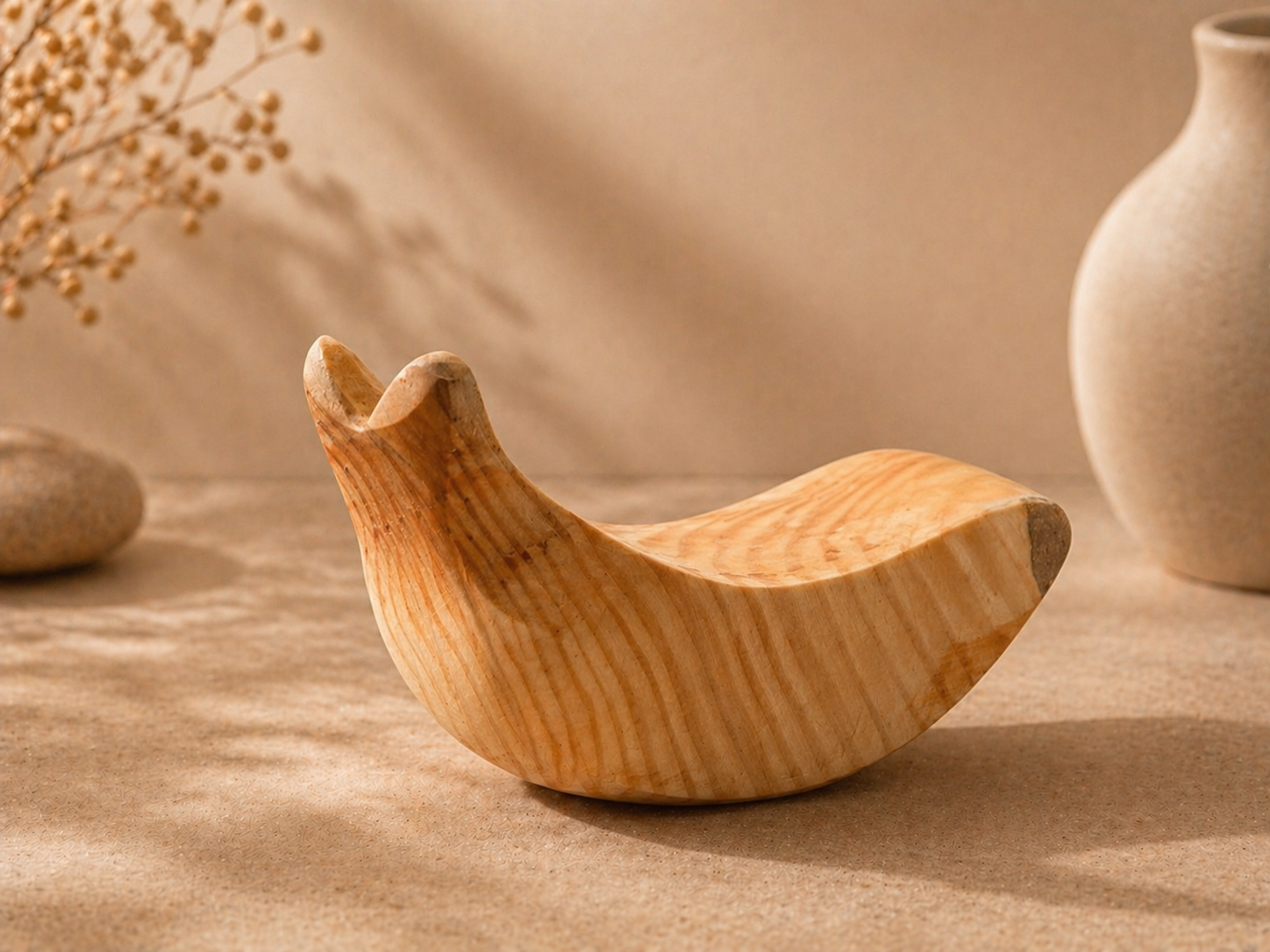 Halcyon Trace Wooden Decor Accent in natural polished wood by UDSS Atelier
