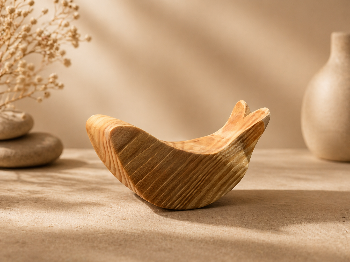 Halcyon Trace Wooden Decor Accent in natural polished wood by UDSS Atelier gallery 2