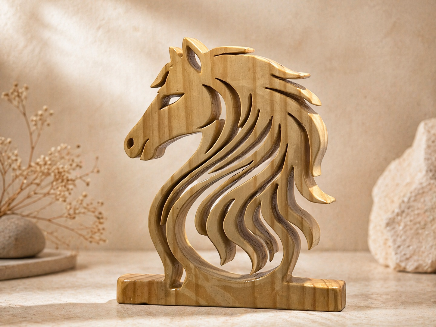 Celestia Arc Wooden Decor Sculpture in natural polished wood by UDSS Atelier view 3