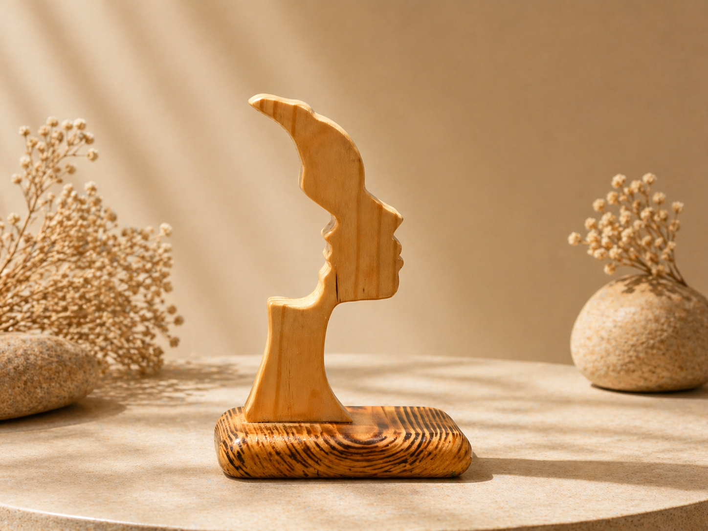 Isolde Bloom Wooden Decor Sculpture in natural polished wood by UDSS Atelier view 1