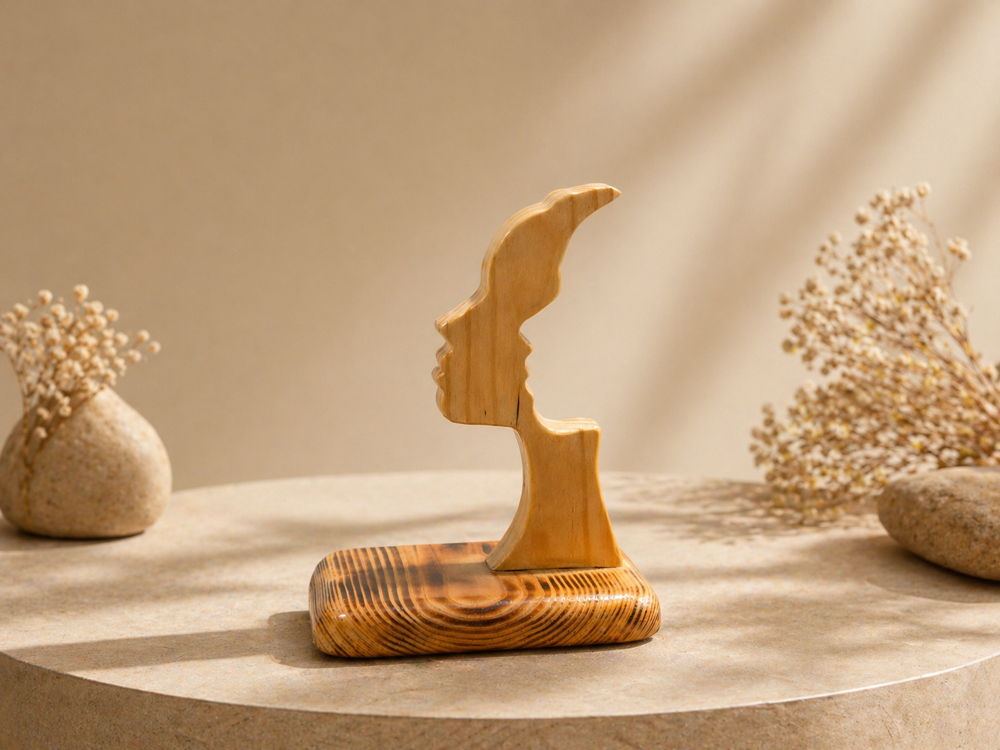 Isolde Bloom Wooden Decor Sculpture in natural polished wood by UDSS Atelier view 2