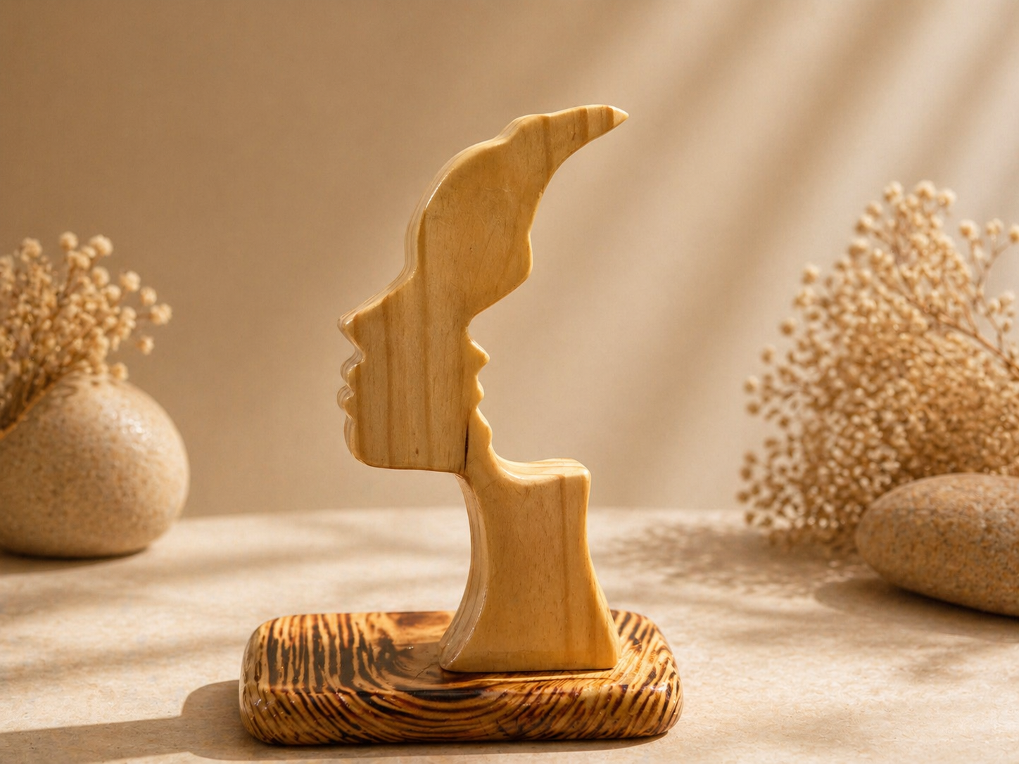 Isolde Bloom Wooden Decor Sculpture in natural polished wood by UDSS Atelier view 3
