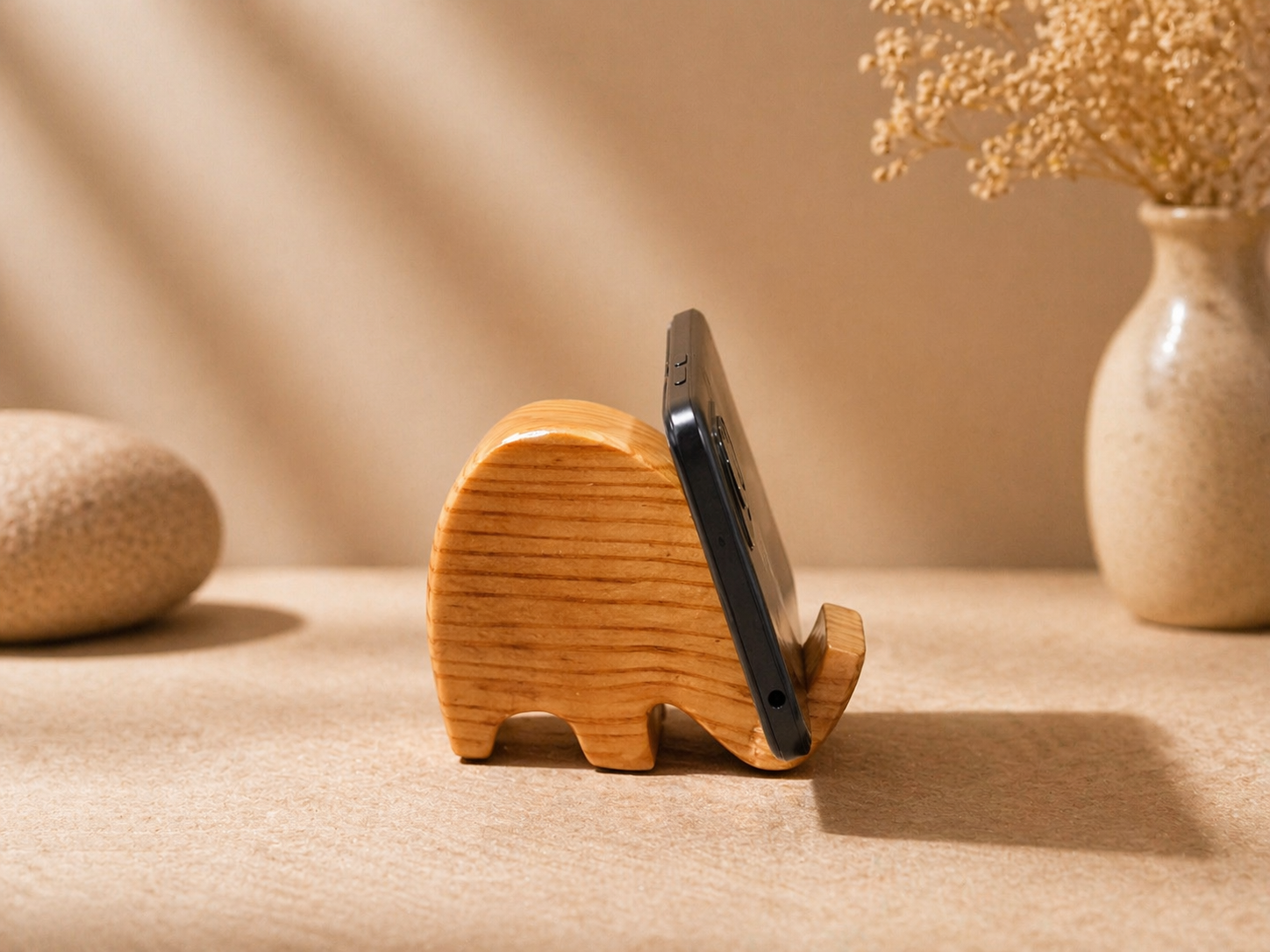 Nerina Loop Wooden Decor Sculpture in natural polished wood by UDSS Atelier view 1