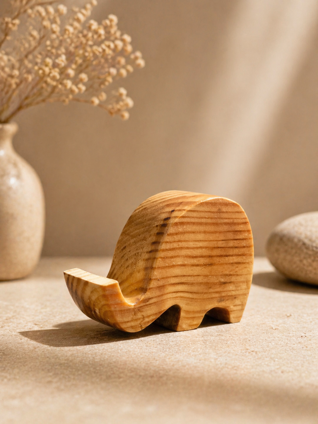 Nerina Loop Wooden Decor Sculpture in natural polished wood by UDSS Atelier