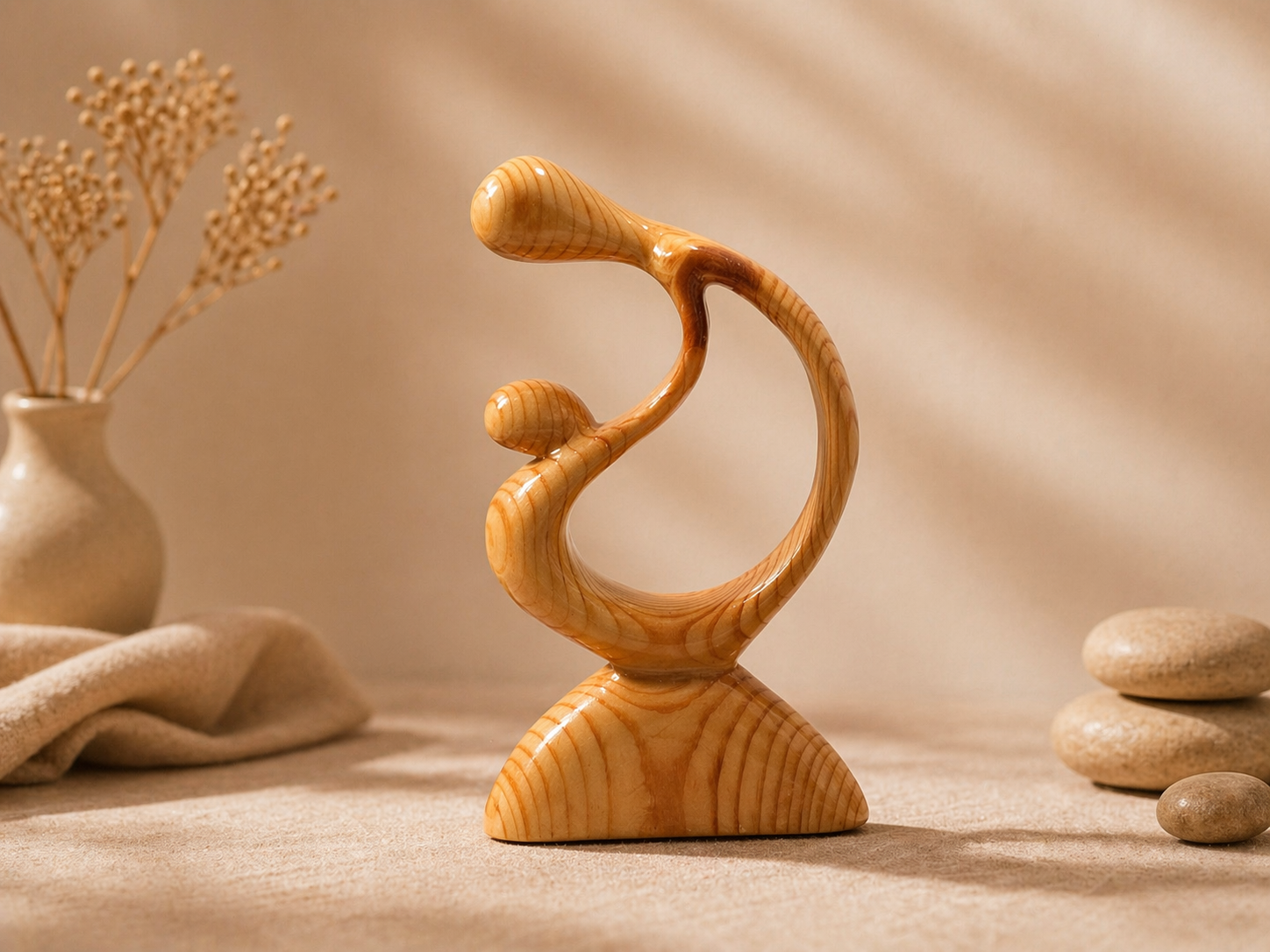 Solstice Drift Wooden Showpiece in natural polished wood by UDSS Atelier view 3