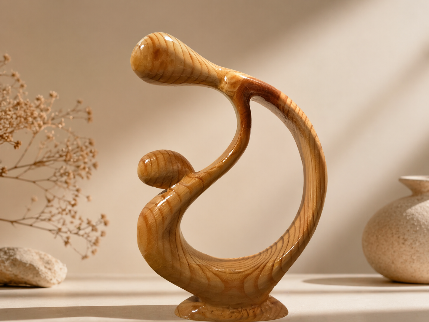 Solstice Drift Wooden Showpiece in natural polished wood by UDSS Atelier view 4