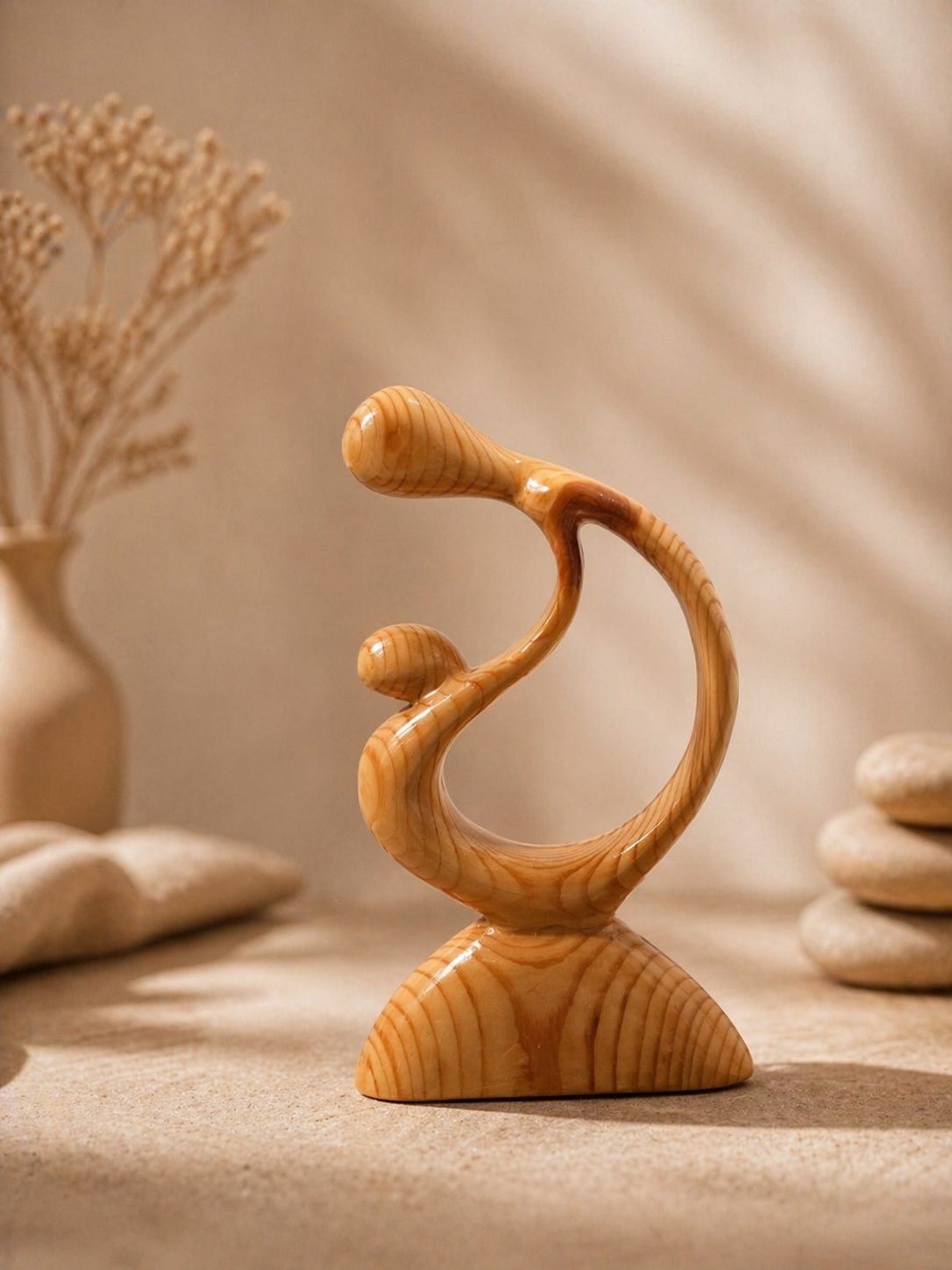 Solstice Drift Wooden Showpiece in natural polished wood by UDSS Atelier