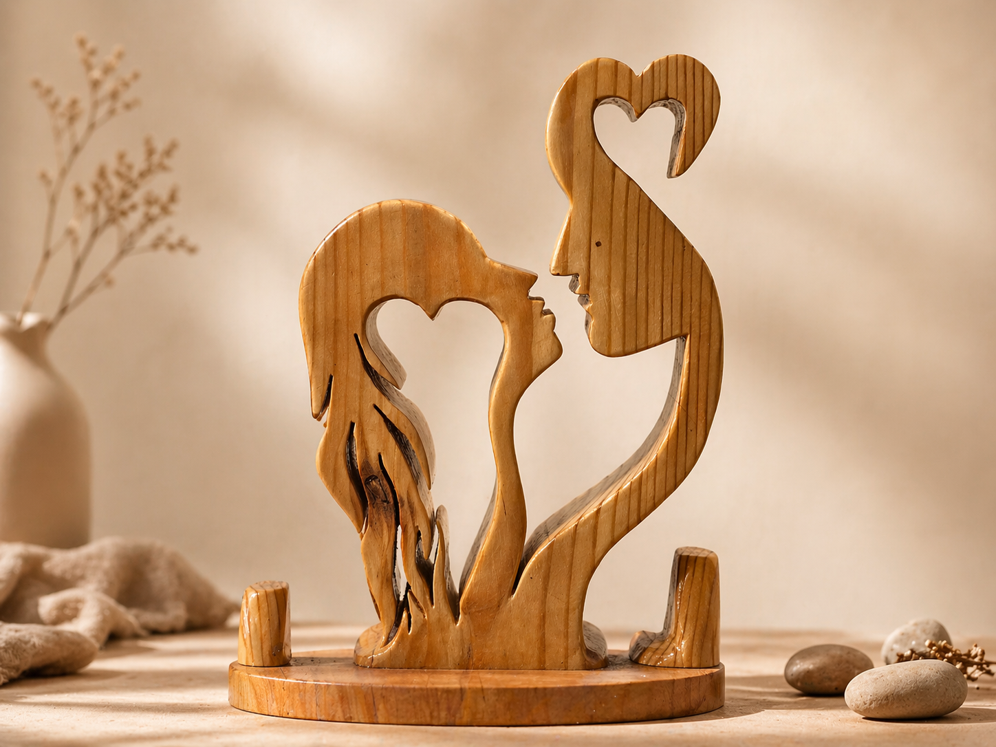 Caelum Fold Wooden Decor Sculpture in natural polished wood by UDSS Atelier view 2