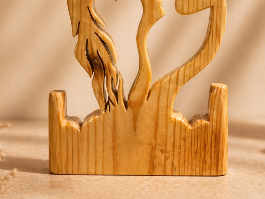 Caelum Fold Wooden Decor Sculpture in natural polished wood by UDSS Atelier view 4