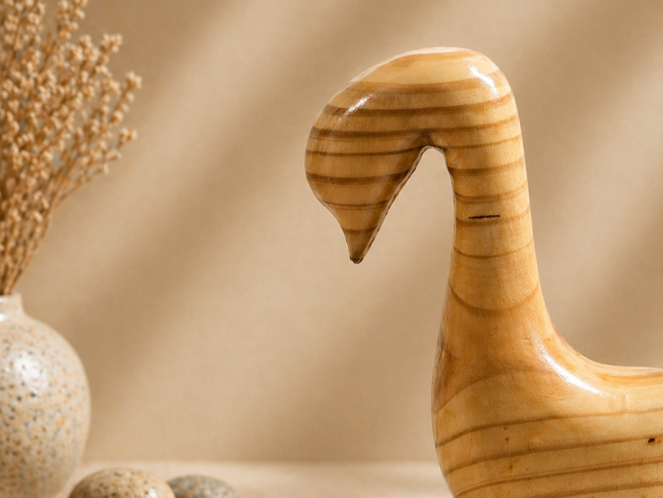 Oria Nest Wooden Decor Sculpture in natural polished wood by UDSS Atelier view 3