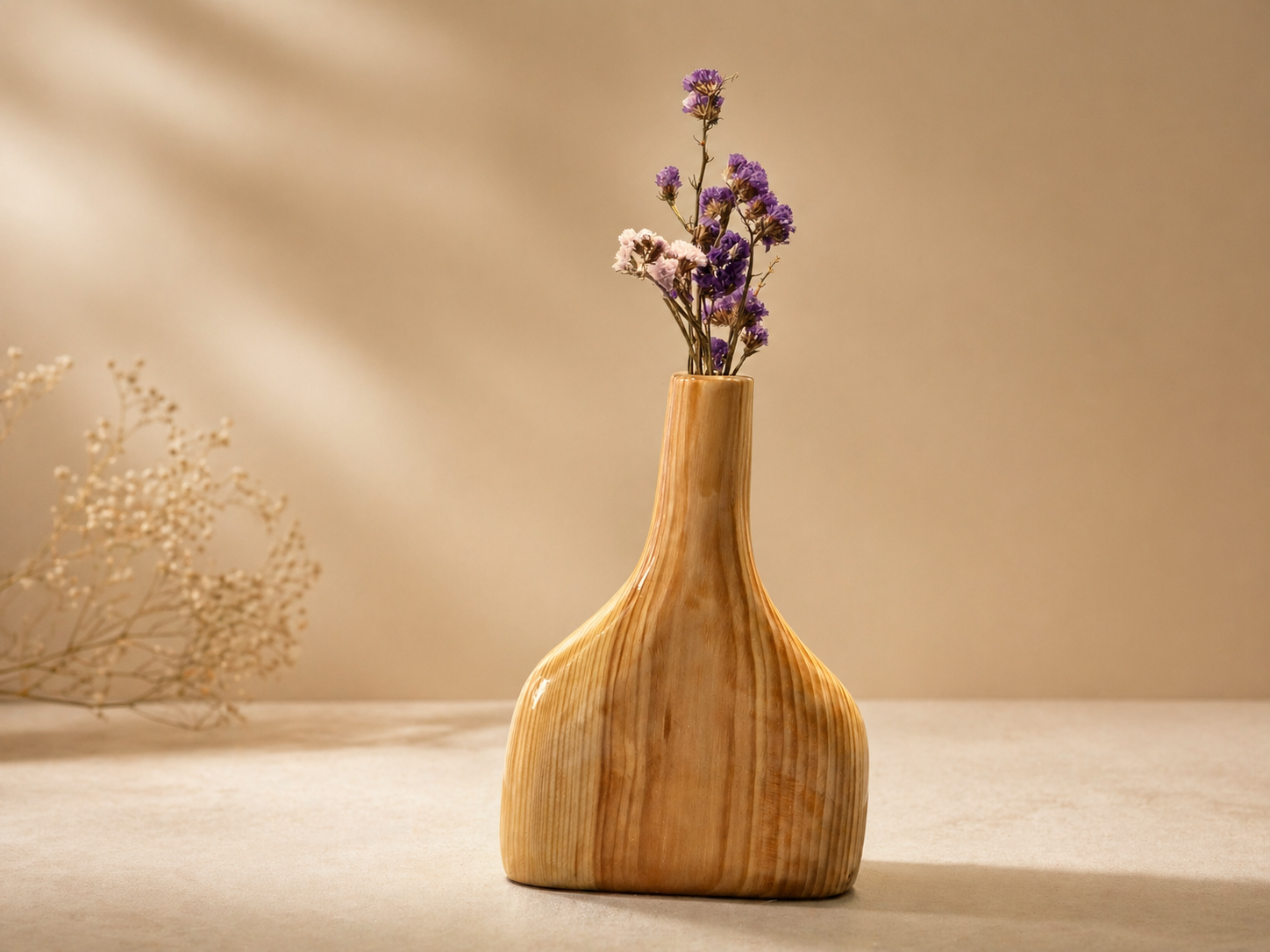 Cala Ridge Pine Wooden Flower Vase in pine wood by UDSS Atelier view 4