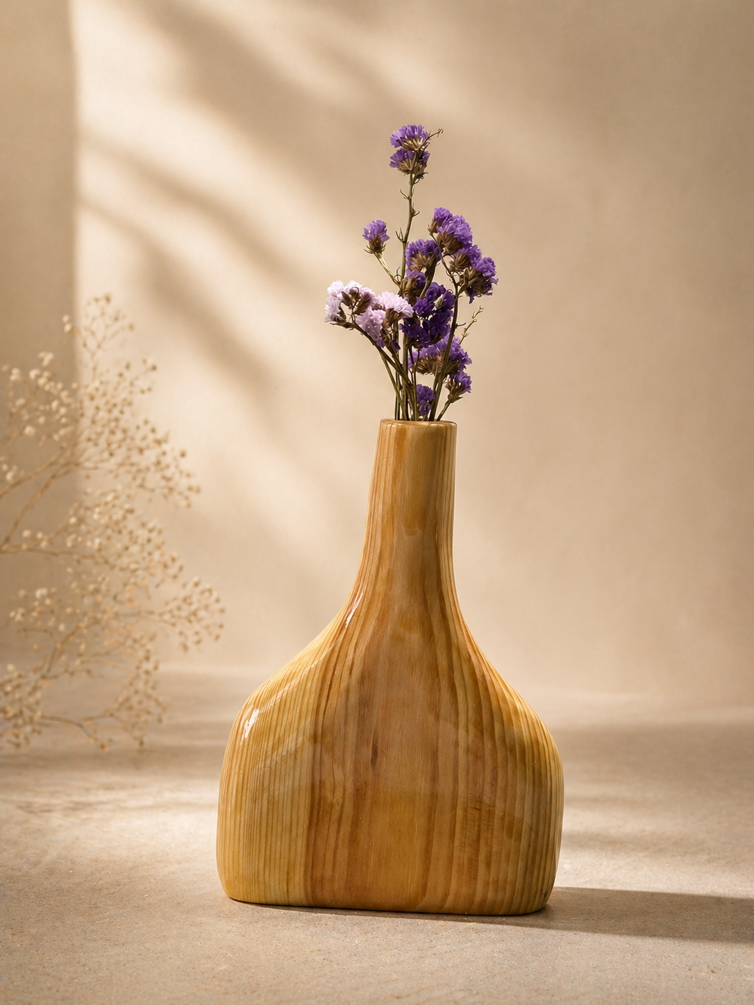 Cala Ridge Pine Wooden Flower Vase in pine wood by UDSS Atelier