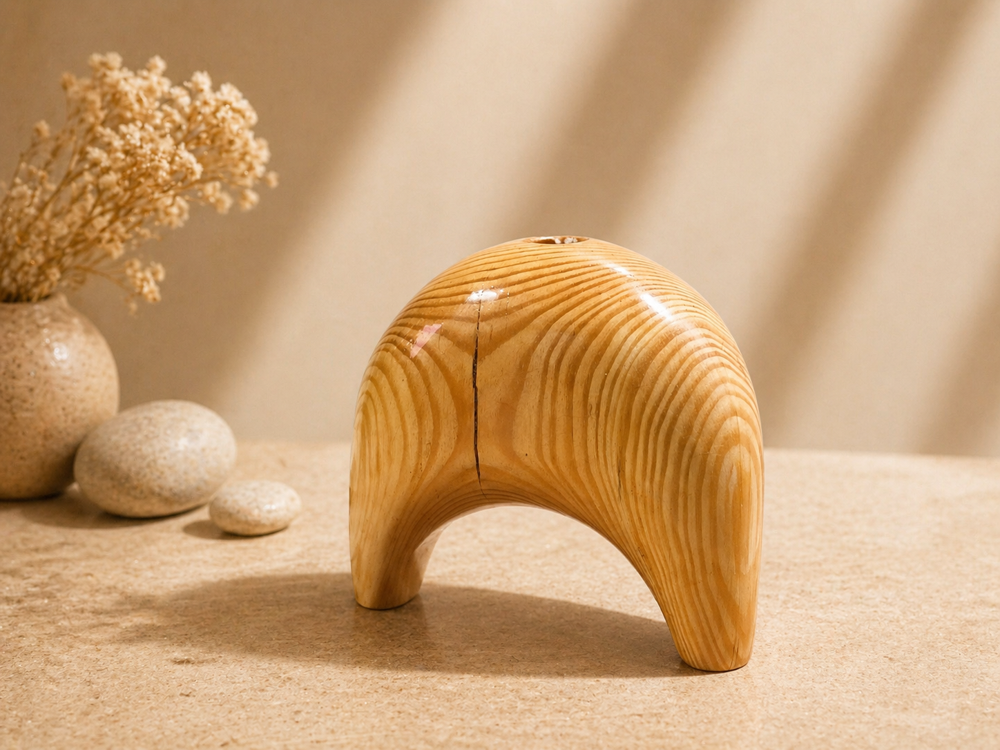 Lyra Muse Pine Wooden Flower Vase in pine wood by UDSS Atelier gallery 3