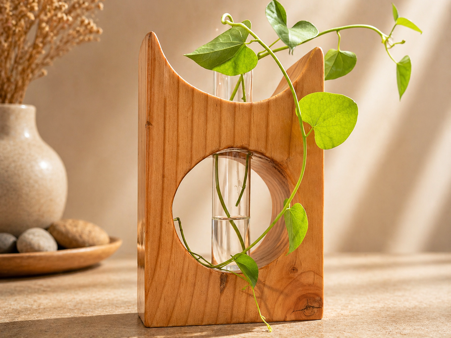 Senna Rise Pine Wooden Flower Vase in pine wood by UDSS Atelier
