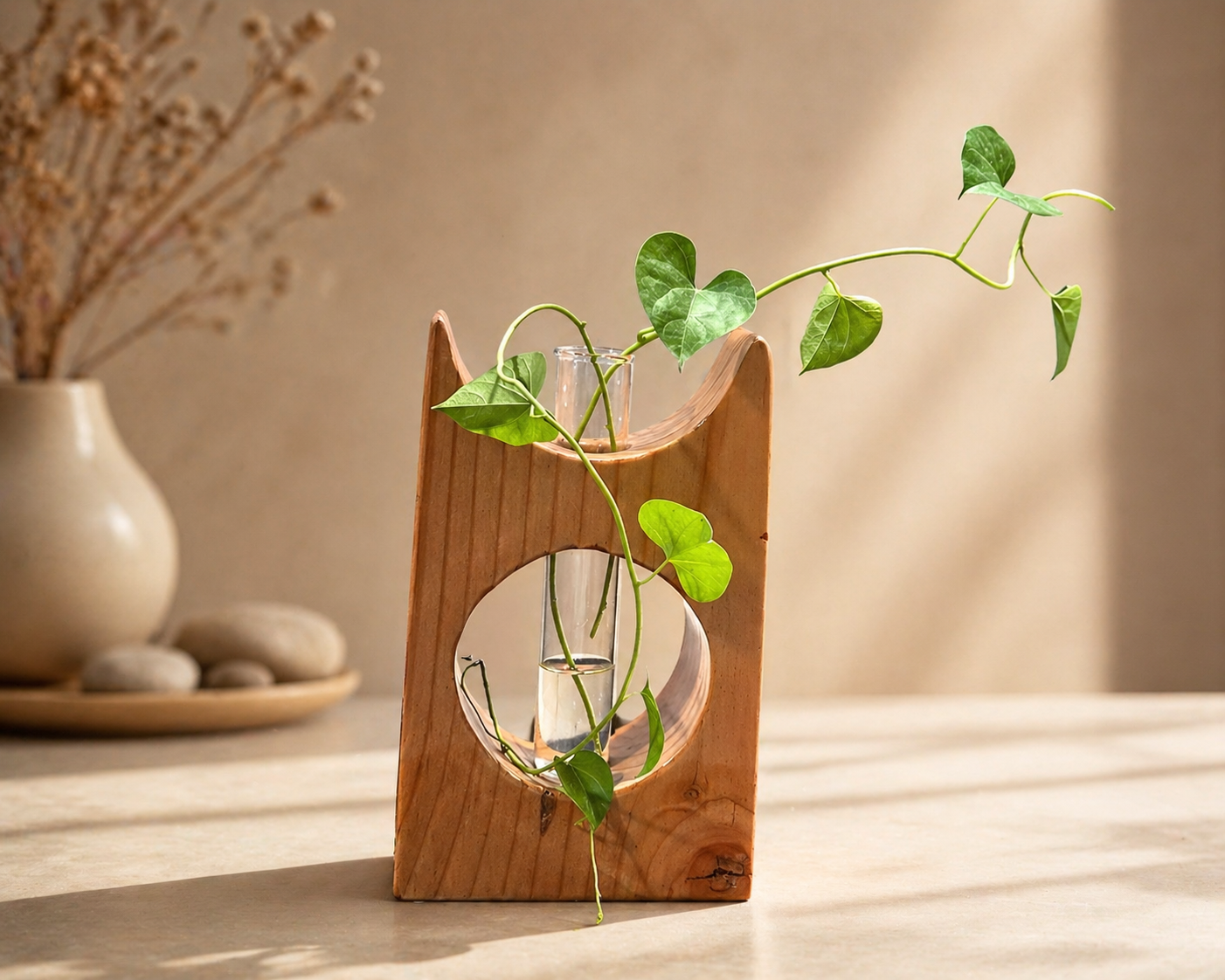 Senna Rise Pine Wooden Flower Vase in pine wood by UDSS Atelier gallery 3