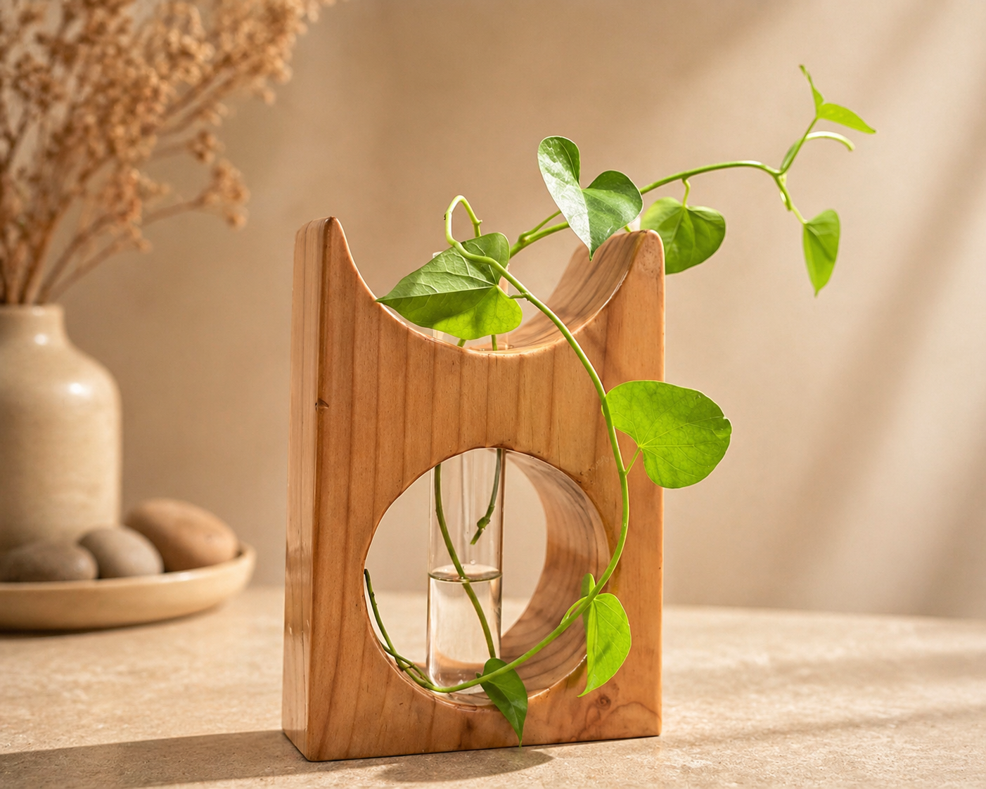 Senna Rise Pine Wooden Flower Vase in pine wood by UDSS Atelier gallery 4