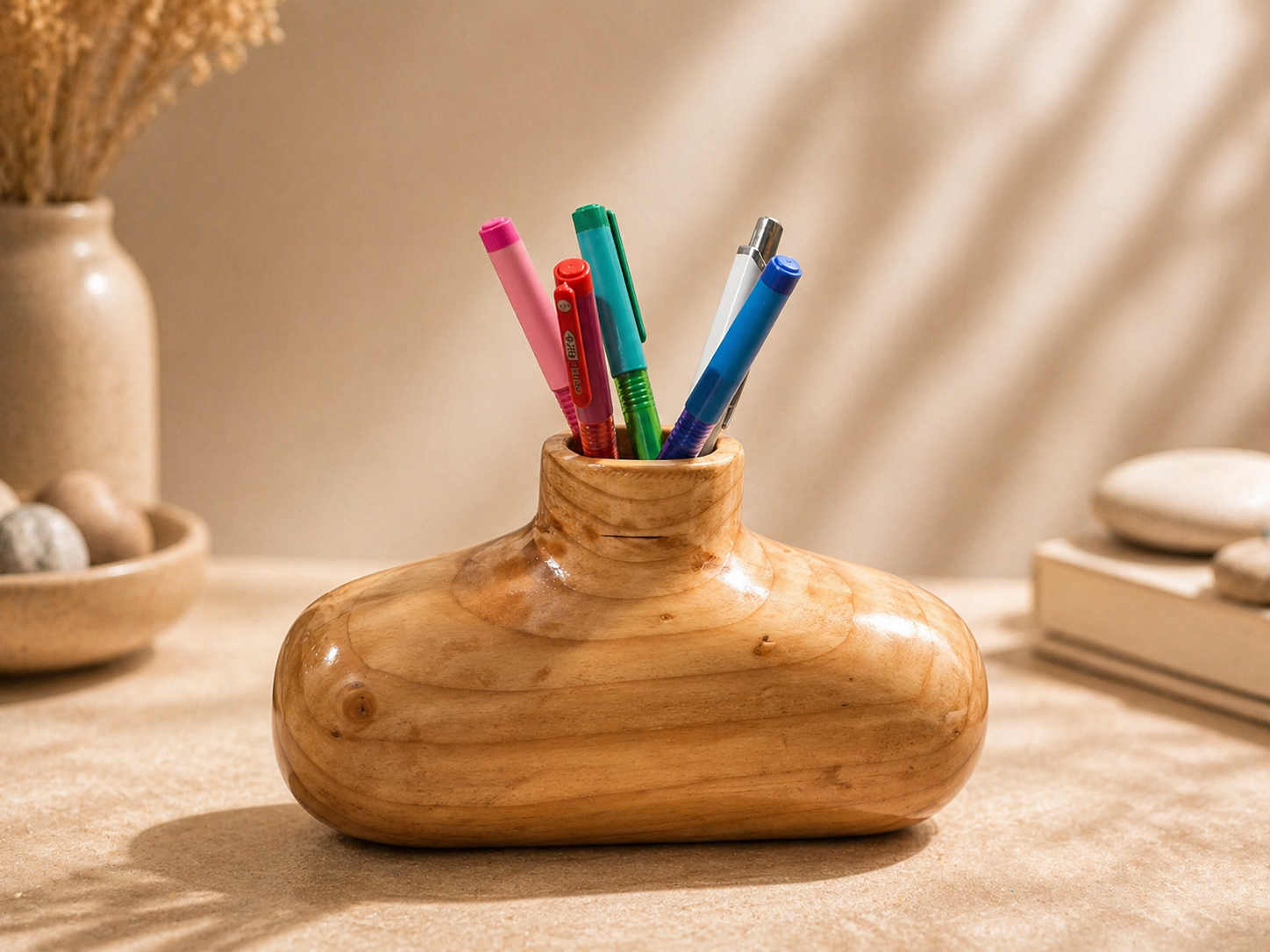 Alina Cove Pine Wooden Flower Vase in pine wood by UDSS Atelier