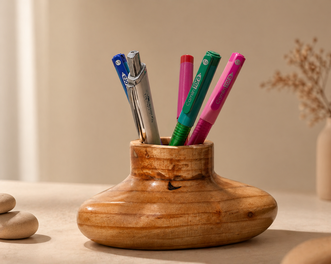 Alina Cove Pine Wooden Flower Vase in pine wood by UDSS Atelier gallery 4
