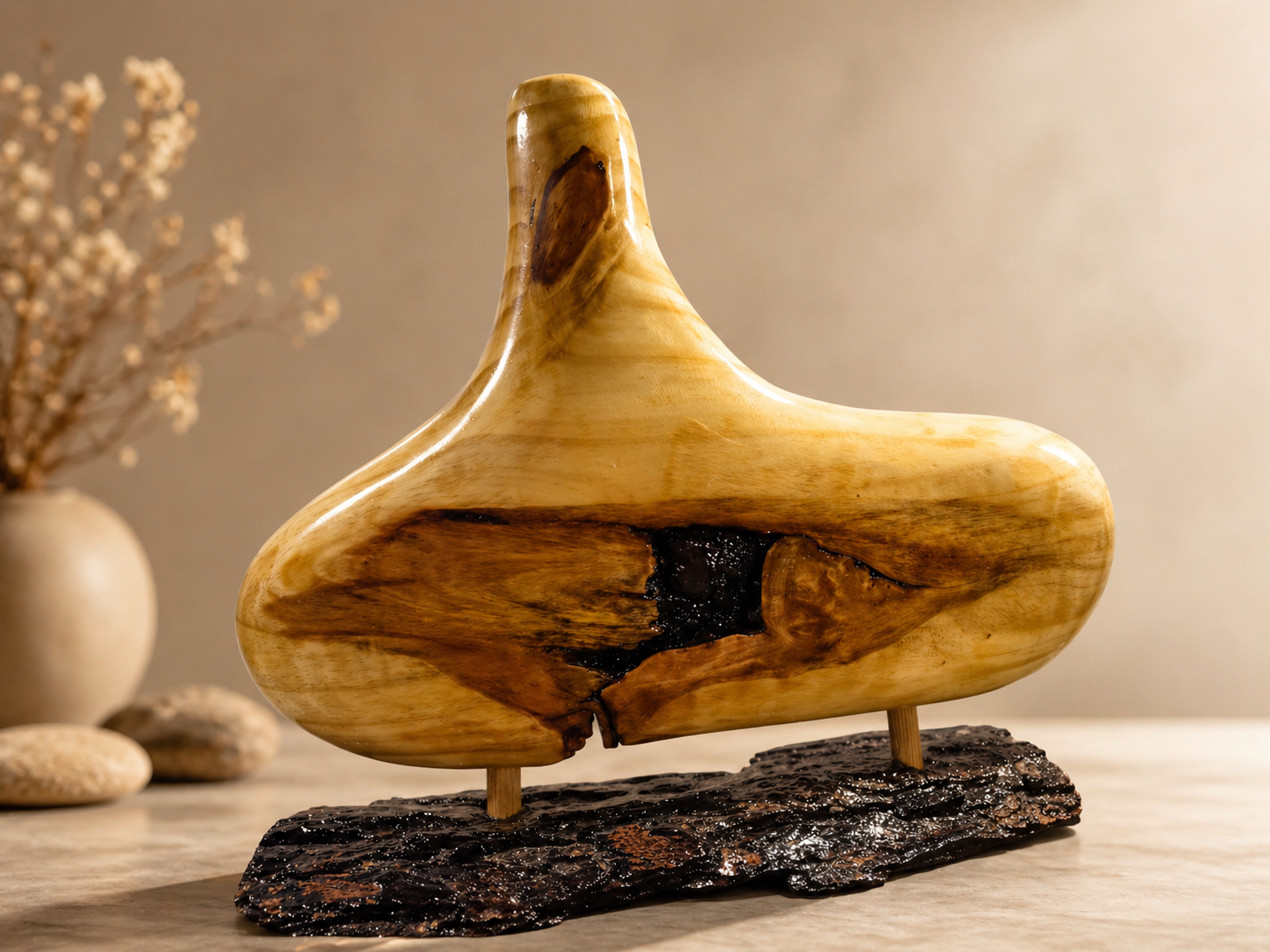 Elio Grove Pine Wooden Flower Vase in pine wood by UDSS Atelier view 4