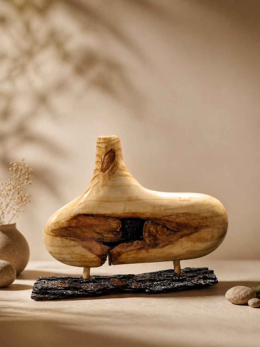 Elio Grove Pine Wooden Flower Vase in pine wood by UDSS Atelier