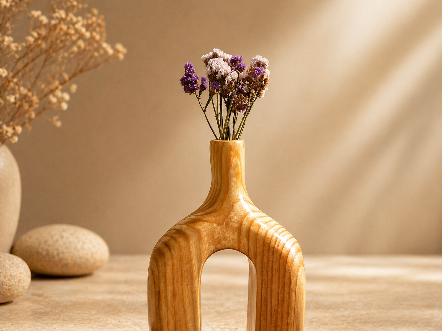 Mira Stem Pine Wooden Flower Vase in pine wood by UDSS Atelier view 3