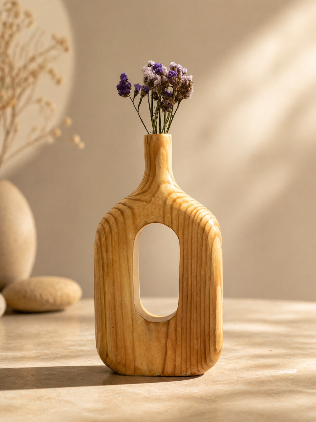 Mira Stem Pine Wooden Flower Vase in pine wood by UDSS Atelier