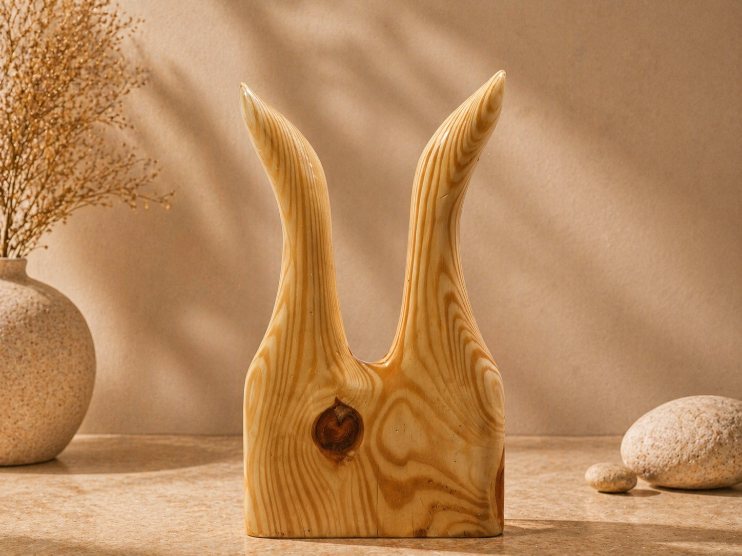 Avira Curve Pine Wooden Flower Vase in pine wood by UDSS Atelier view 3