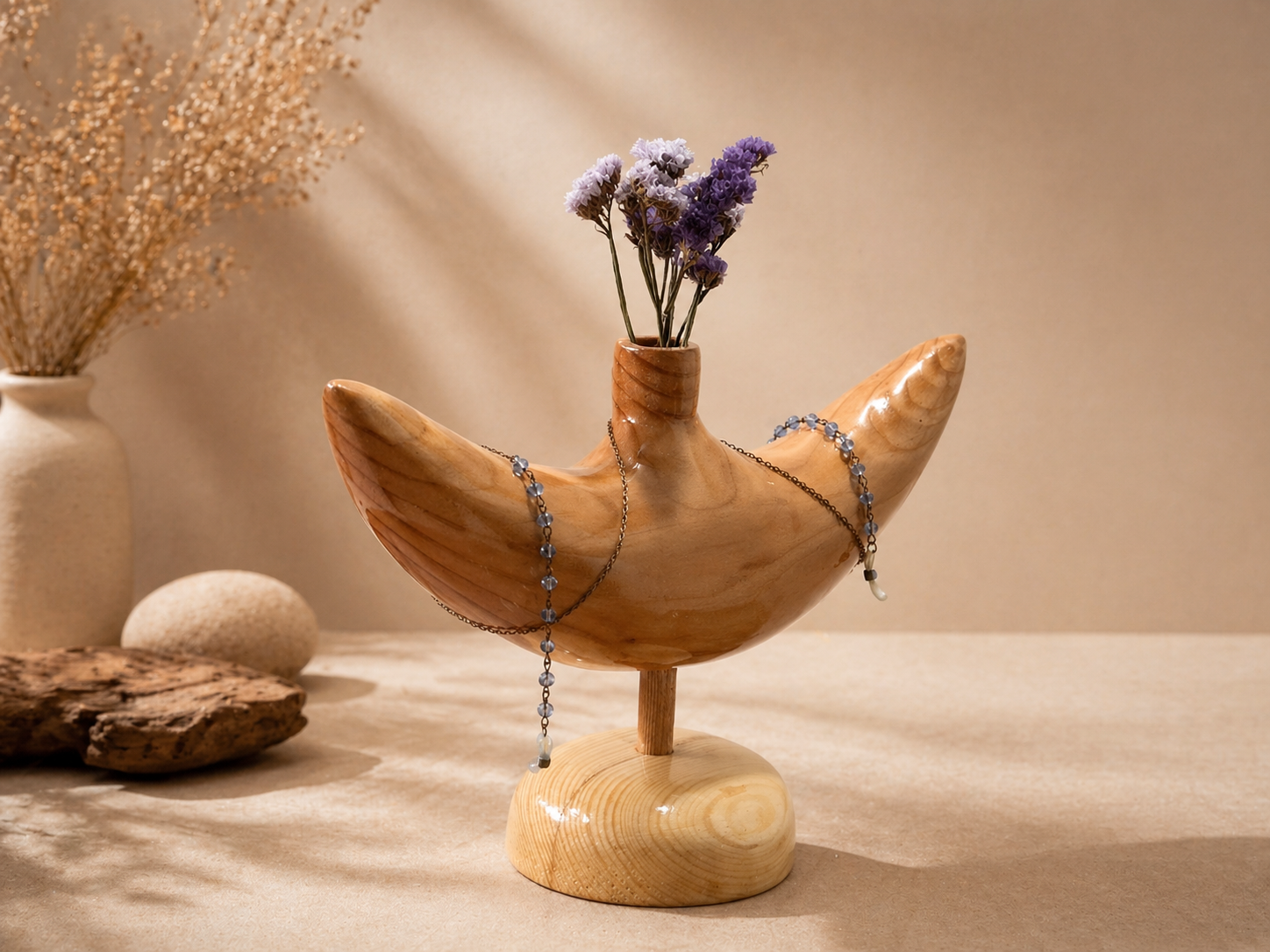 Nysa Arch Pine Wooden Flower Vase in pine wood by UDSS Atelier view 4