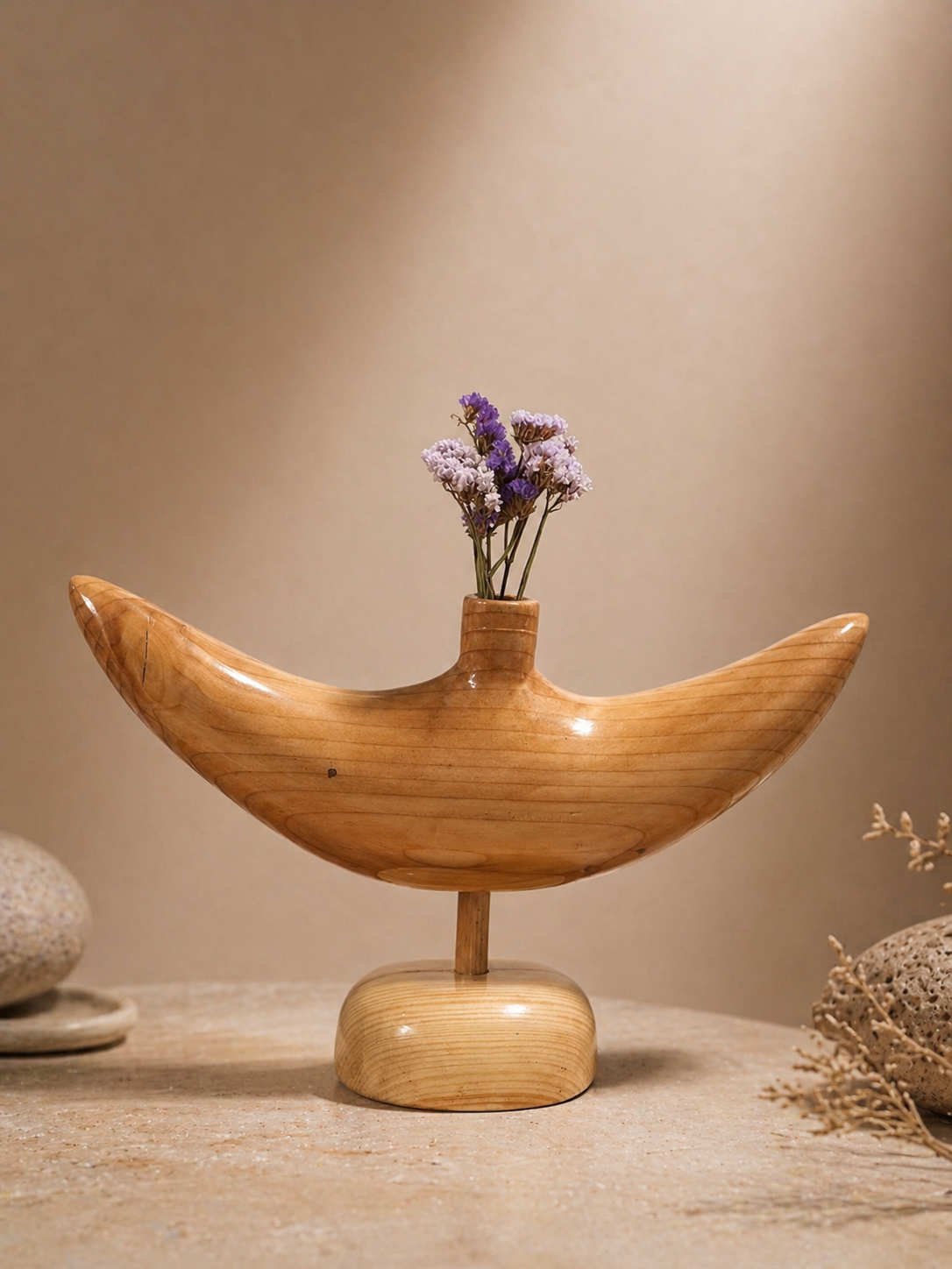 Nysa Arch Pine Wooden Flower Vase in pine wood by UDSS Atelier