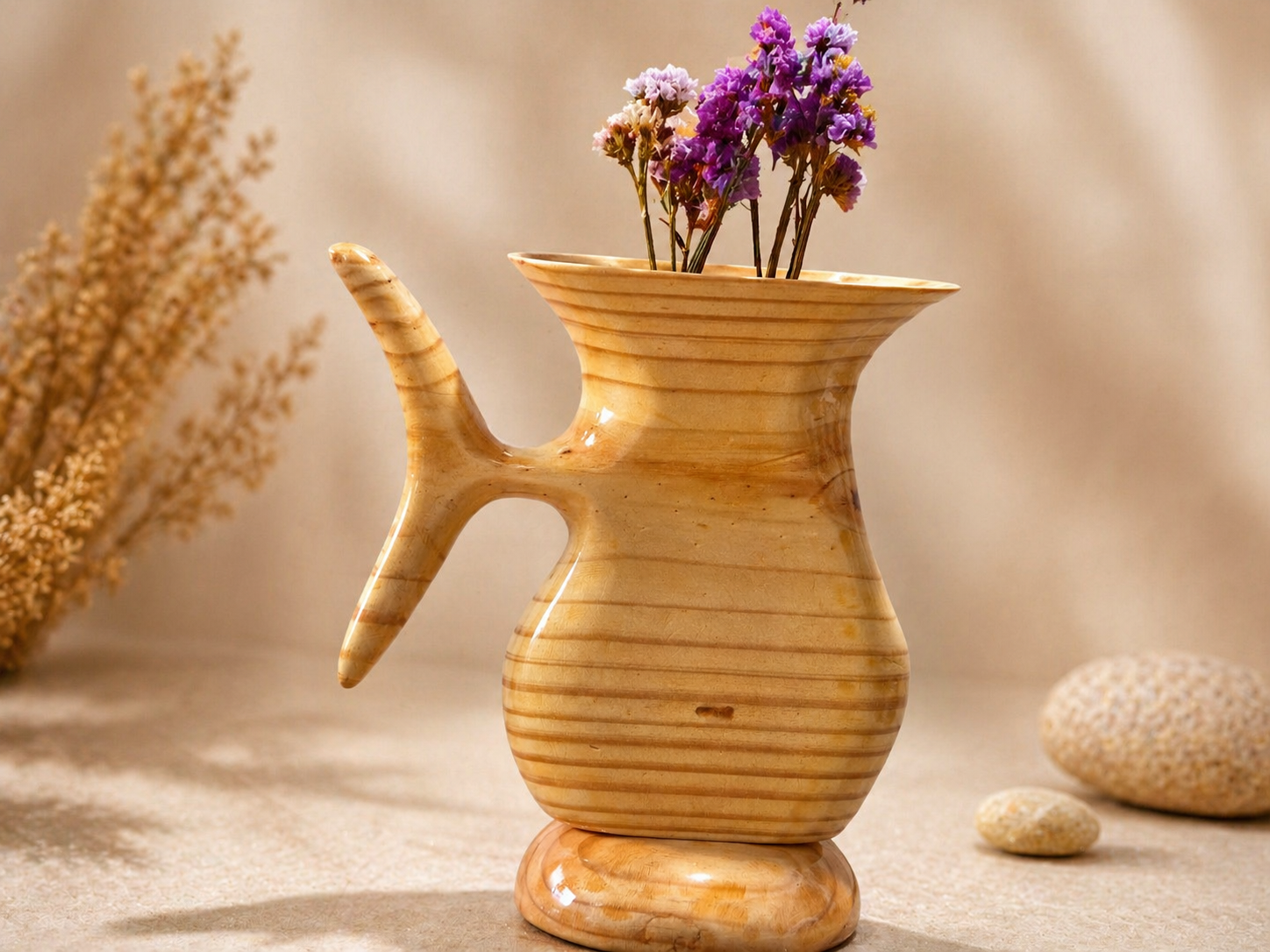 Solen Petal Pine Wooden Flower Vase in pine wood by UDSS Atelier view 1