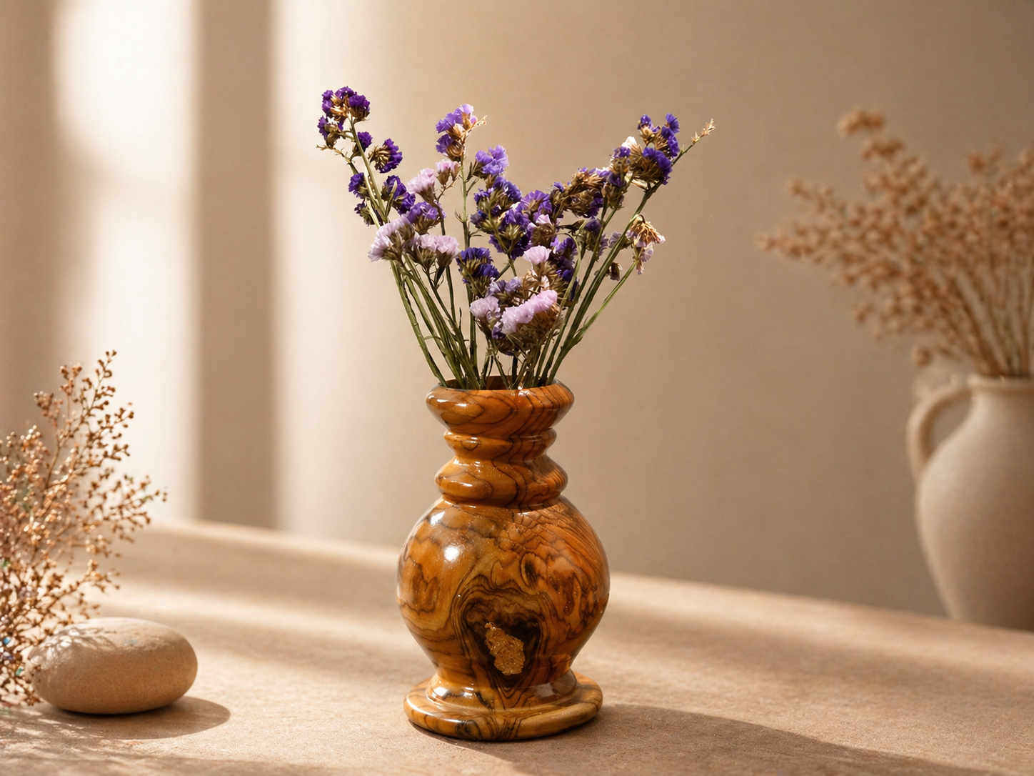Maris Column Teak Wooden Flower Vase in teak wood by UDSS Atelier