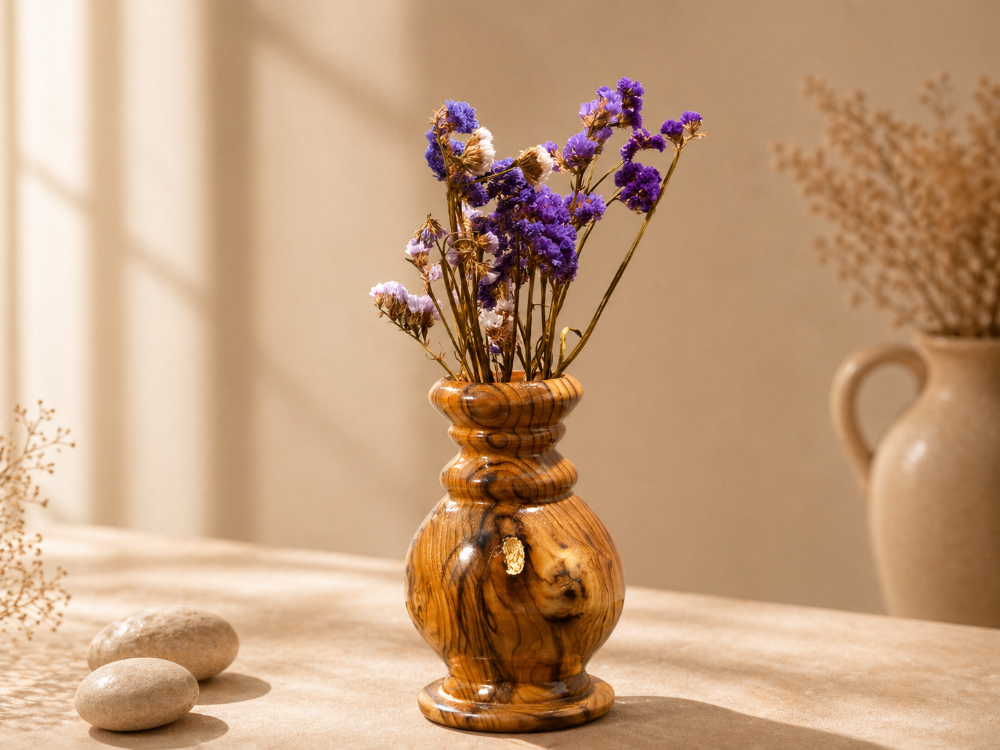 Maris Column Teak Wooden Flower Vase in teak wood by UDSS Atelier gallery 2