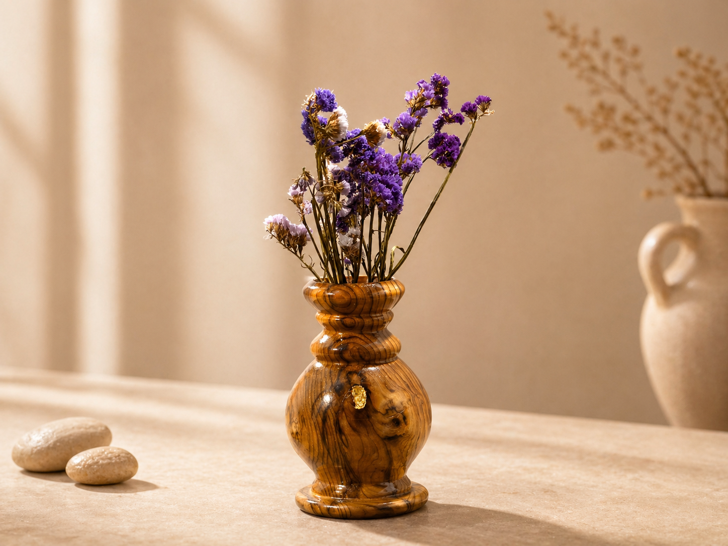 Maris Column Teak Wooden Flower Vase in teak wood by UDSS Atelier gallery 3