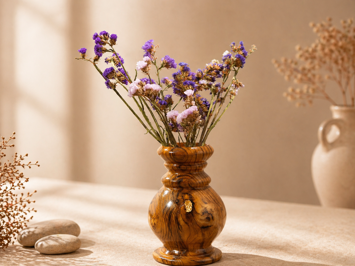 Maris Column Teak Wooden Flower Vase in teak wood by UDSS Atelier gallery 4