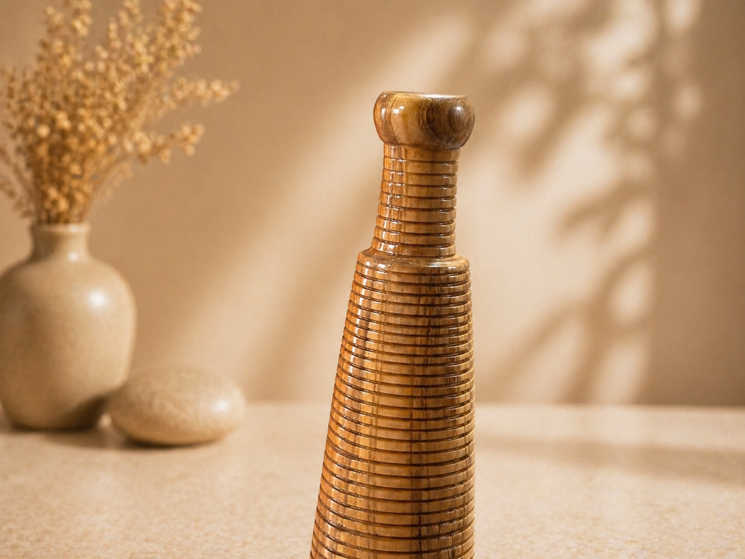 Kaia Spire Teak Wooden Flower Vase in teak wood by UDSS Atelier gallery 2