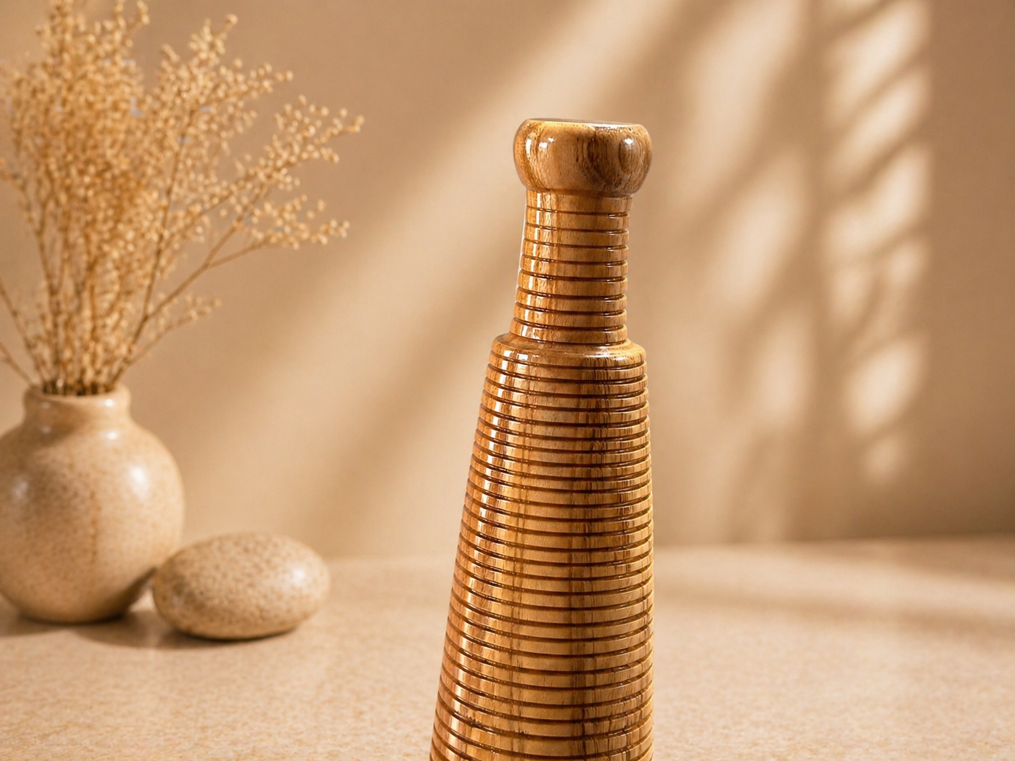 Kaia Spire Teak Wooden Flower Vase in teak wood by UDSS Atelier gallery 3