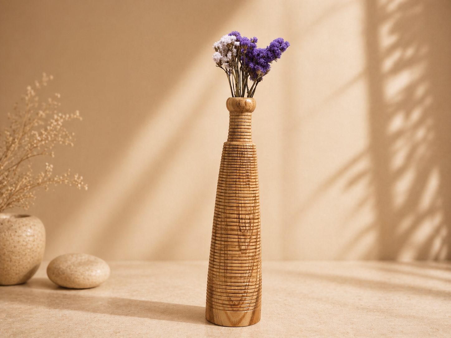 Kaia Spire Teak Wooden Flower Vase in teak wood by UDSS Atelier gallery 4