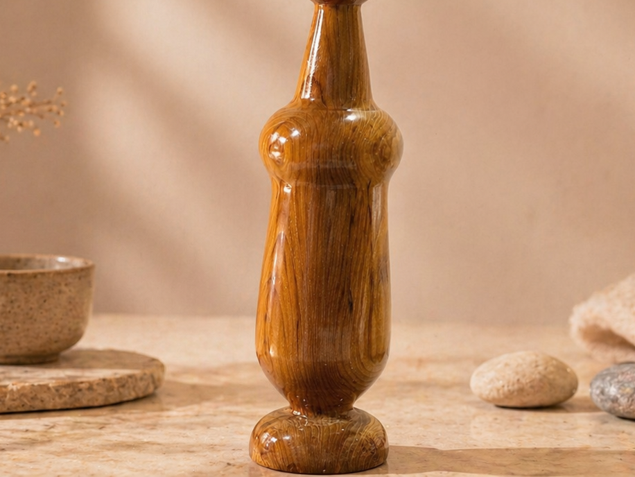 Neris Vale Teak Wooden Flower Vase in teak wood by UDSS Atelier gallery 4