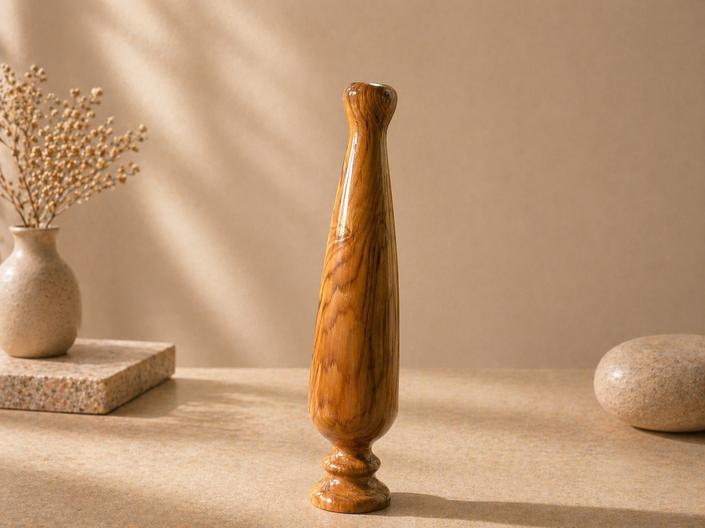 Arlen Grove Teak Wooden Flower Vase in teak wood by UDSS Atelier gallery 2