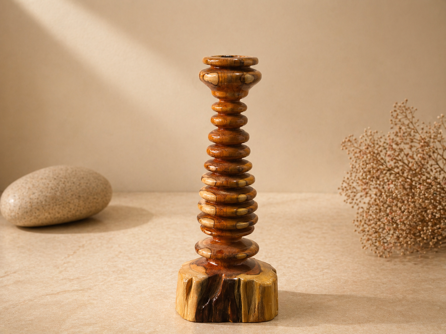Tavira Halo Teak Wooden Flower Vase in teak wood by UDSS Atelier gallery 4