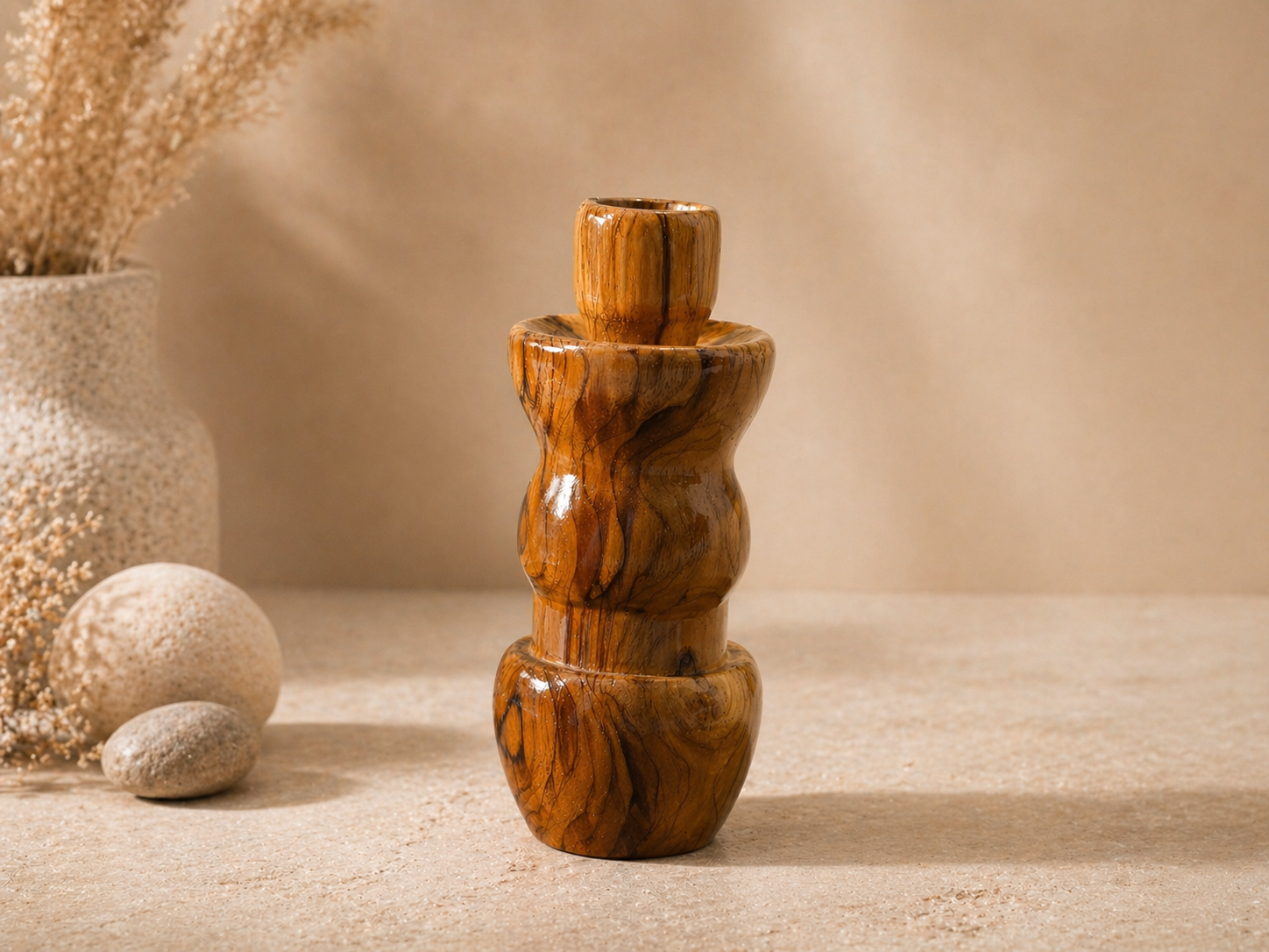 Seraph Column Teak Wooden Flower Vase in teak wood by UDSS Atelier view 3