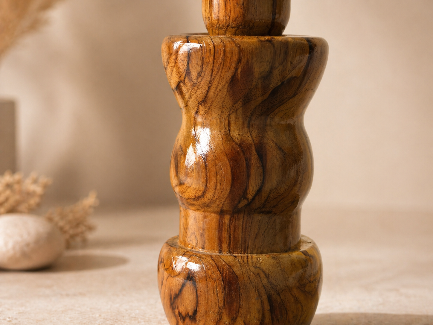 Seraph Column Teak Wooden Flower Vase in teak wood by UDSS Atelier view 4