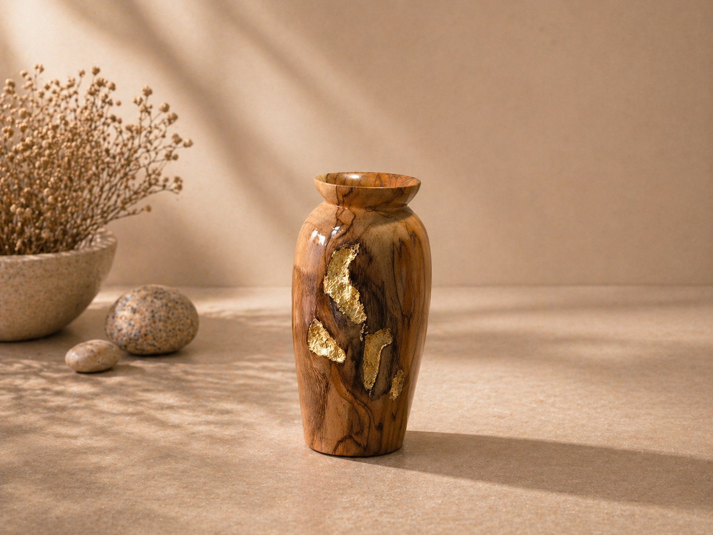 Oriel Nest Teak Wooden Flower Vase in teak wood by UDSS Atelier