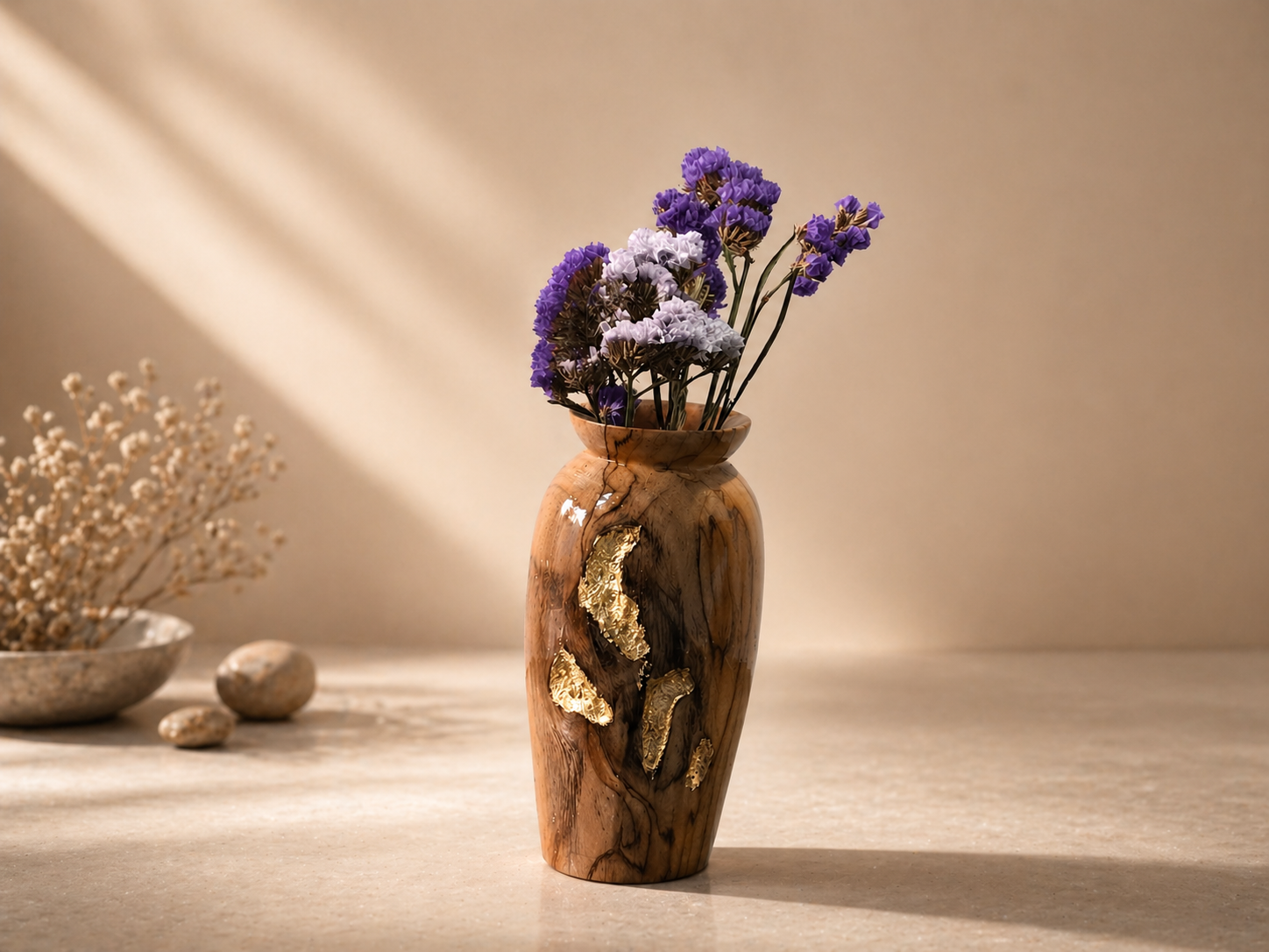 Oriel Nest Teak Wooden Flower Vase in teak wood by UDSS Atelier gallery 2