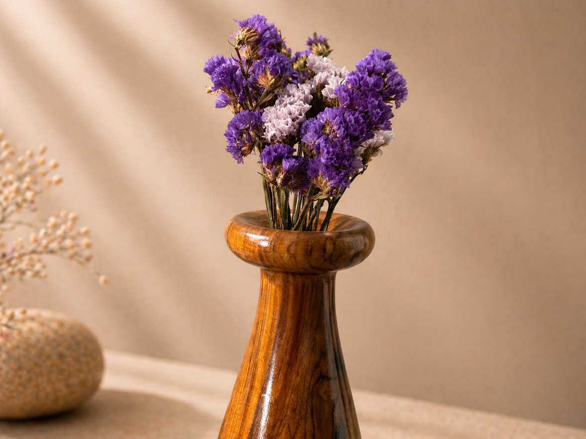 Liora Ridge Teak Wooden Flower Vase in teak wood by UDSS Atelier gallery 4