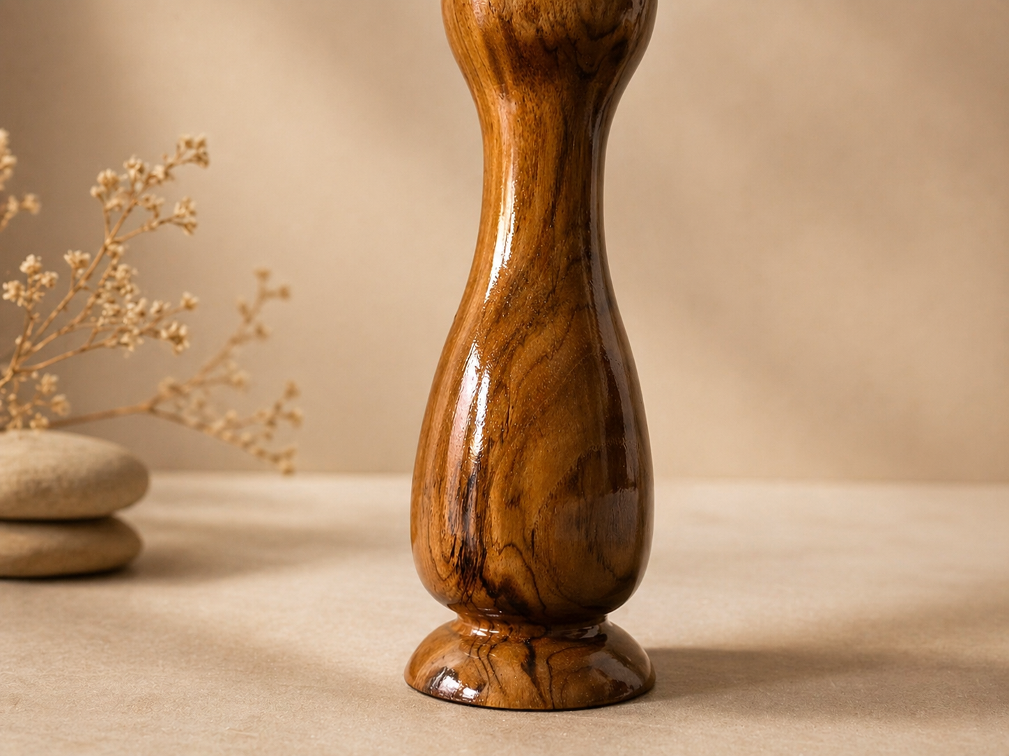 Kenzo Curve Teak Wooden Flower Vase in teak wood by UDSS Atelier gallery 3