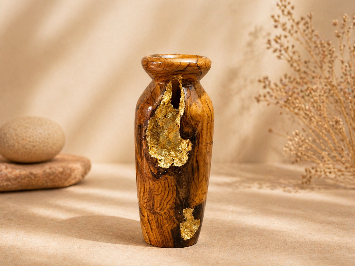 Maelis Stem Teak Wooden Flower Vase in teak wood by UDSS Atelier gallery 2