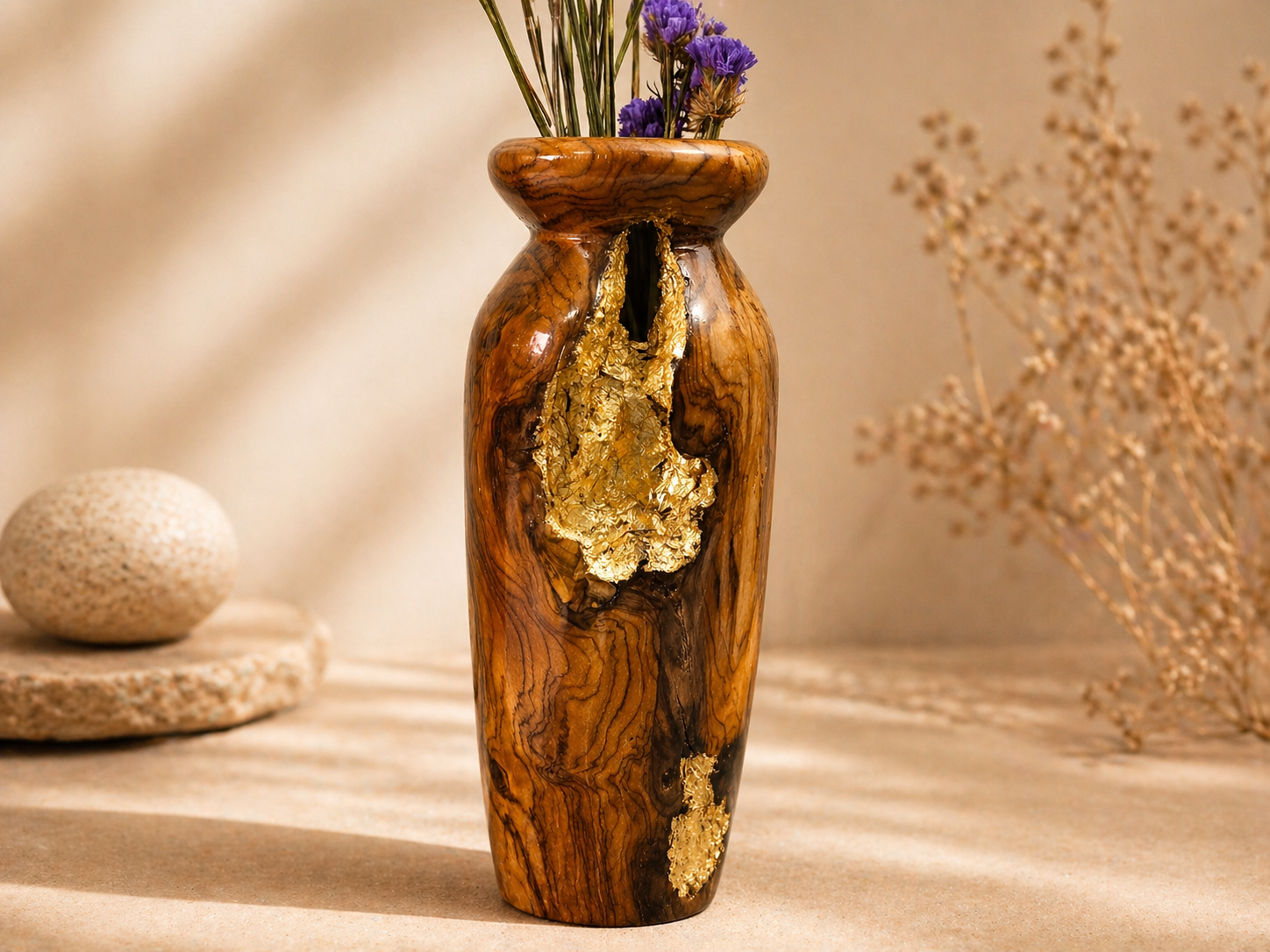 Maelis Stem Teak Wooden Flower Vase in teak wood by UDSS Atelier gallery 3